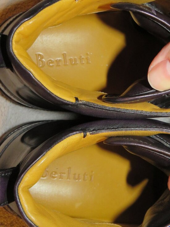 Berluti Playtime Script Leather Purple Burnished High Top Sneakers 9.5 main image 9